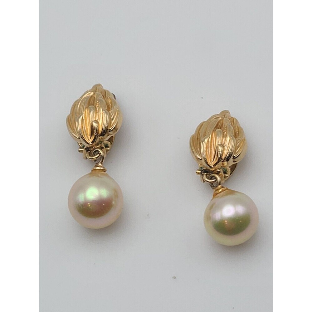 Vintage 1965 Grosse By Dior Germany 1965 Pearl And Flame Dangle Clip On Earrings